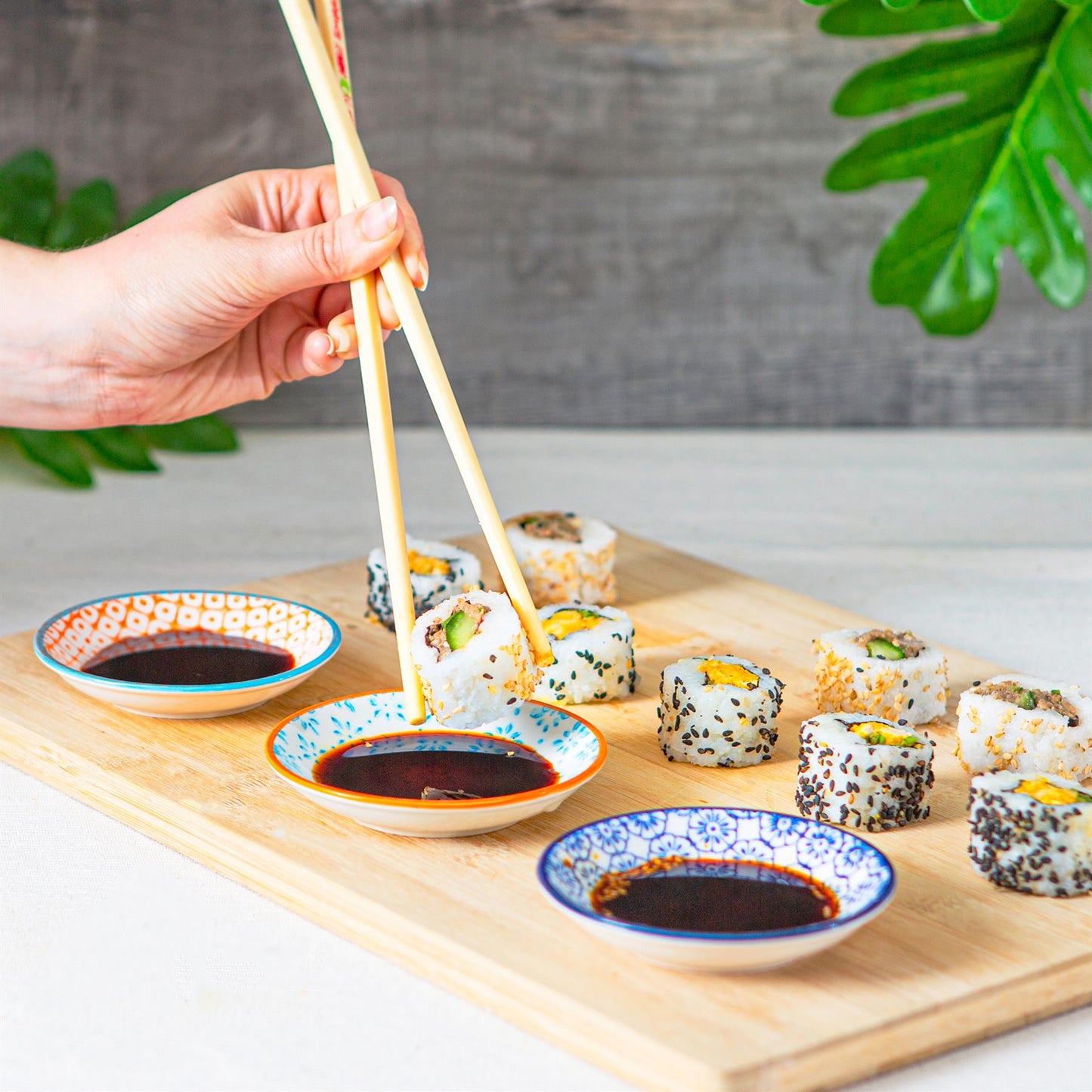 Hand-Printed Stoneware Sauce Dishes - 10cm - Pack of 6