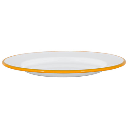 25.5cm White Enamel Dinner Plates - Pack of Six