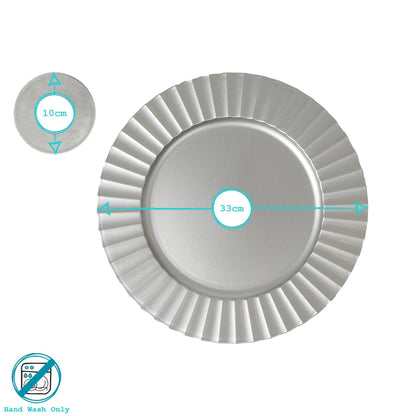 12pc Round Fluted Charger Plates Set - 33cm