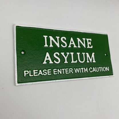 27CM CAST IRON INSANE ASYLUM WALL PLAQUE