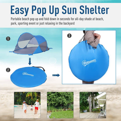 Fibreglass Frame 2 Person Pop-Up Lightweight Camping Tent Blue