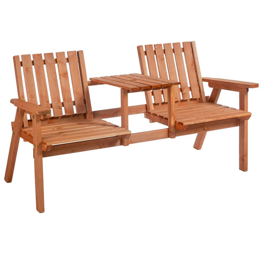 2 Seater Fir Wood Bench w/ Centre Table