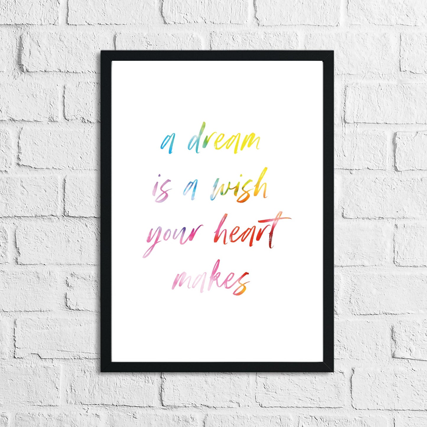 A Dream Is A Wish Colour Children's Room Wall Decor Print