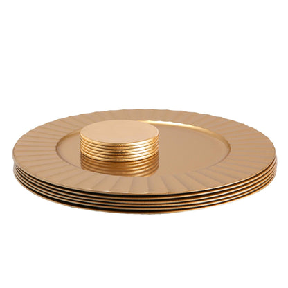 12pc Round Fluted Charger Plates Set - 33cm