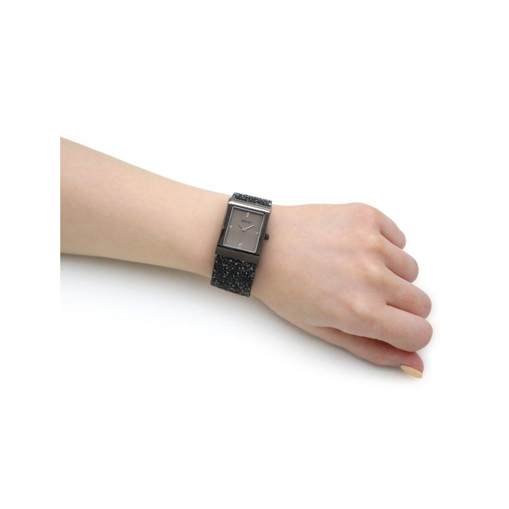 Seksy Rocks® Ladies Watch Grey Case & Leather Strap with Grey Dial 2654