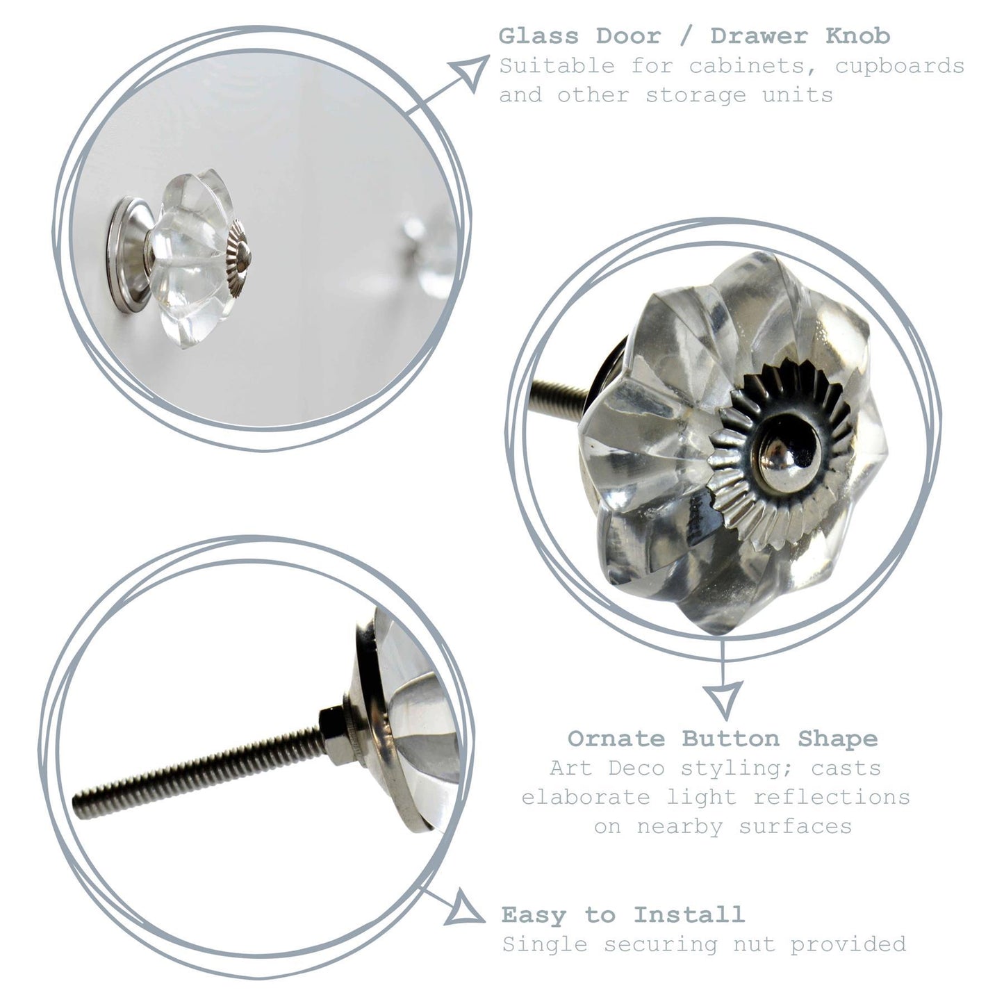 Star Glass Door Knob