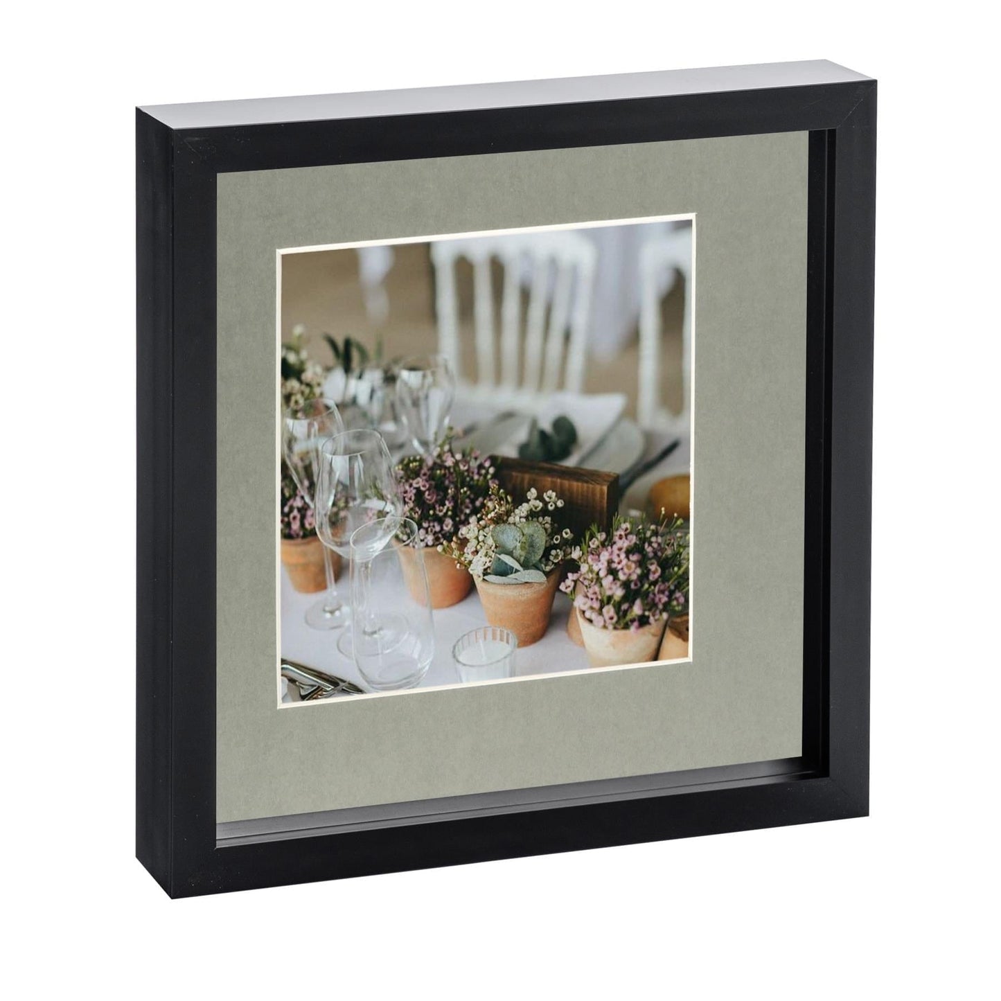 10" x 10" Black 3D Box Photo Frame - with 6" x 6" Mount