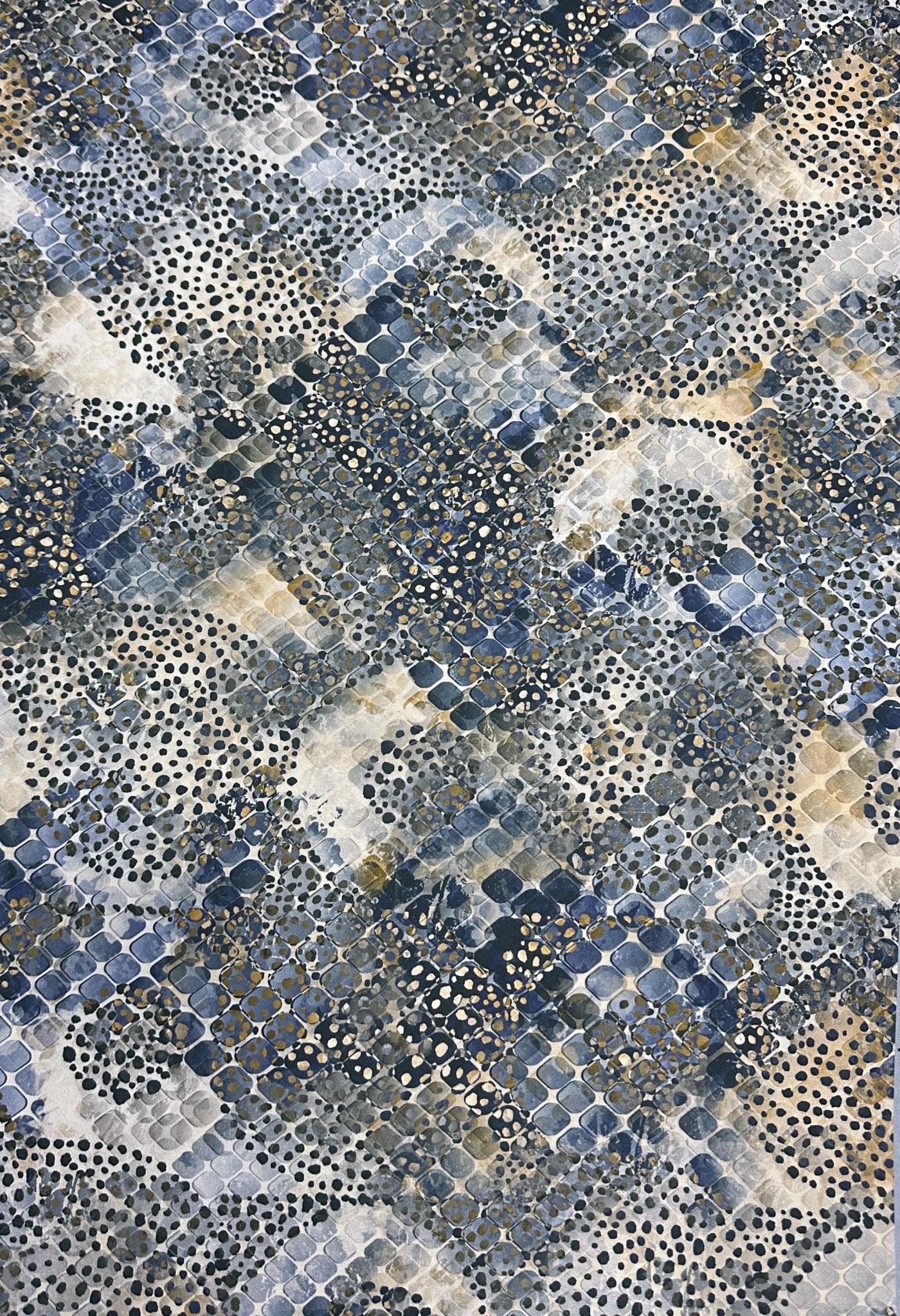 Abstract Blue Gold Geometric Upholstery Fabric