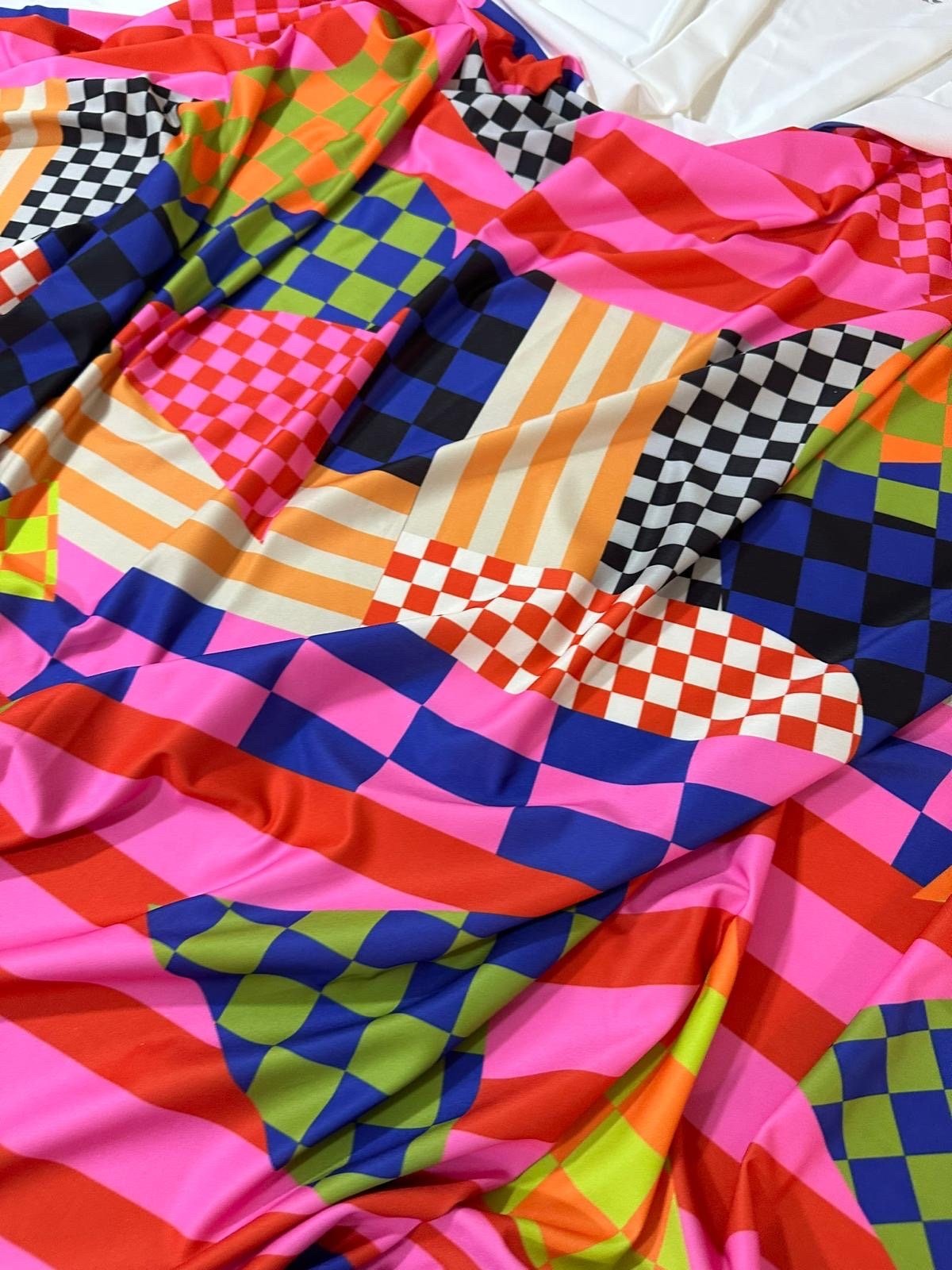 Multicolor Abstract Geometric Fabric