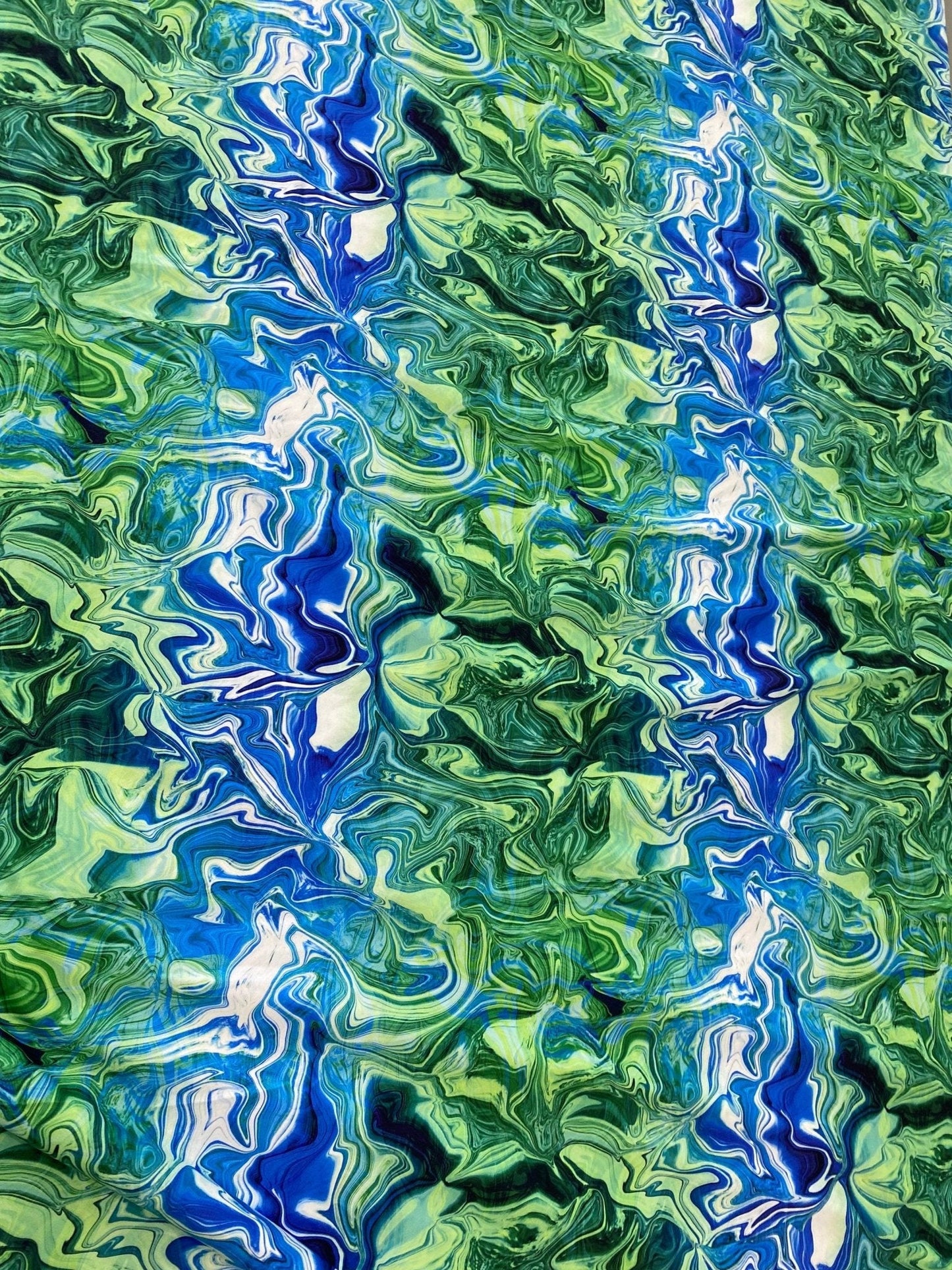Blue and Green Pattern Abstract Wave Fabric