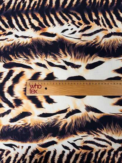 Abstract Tiger Stripe Organic Cotton Poplin Fabric by the Metre