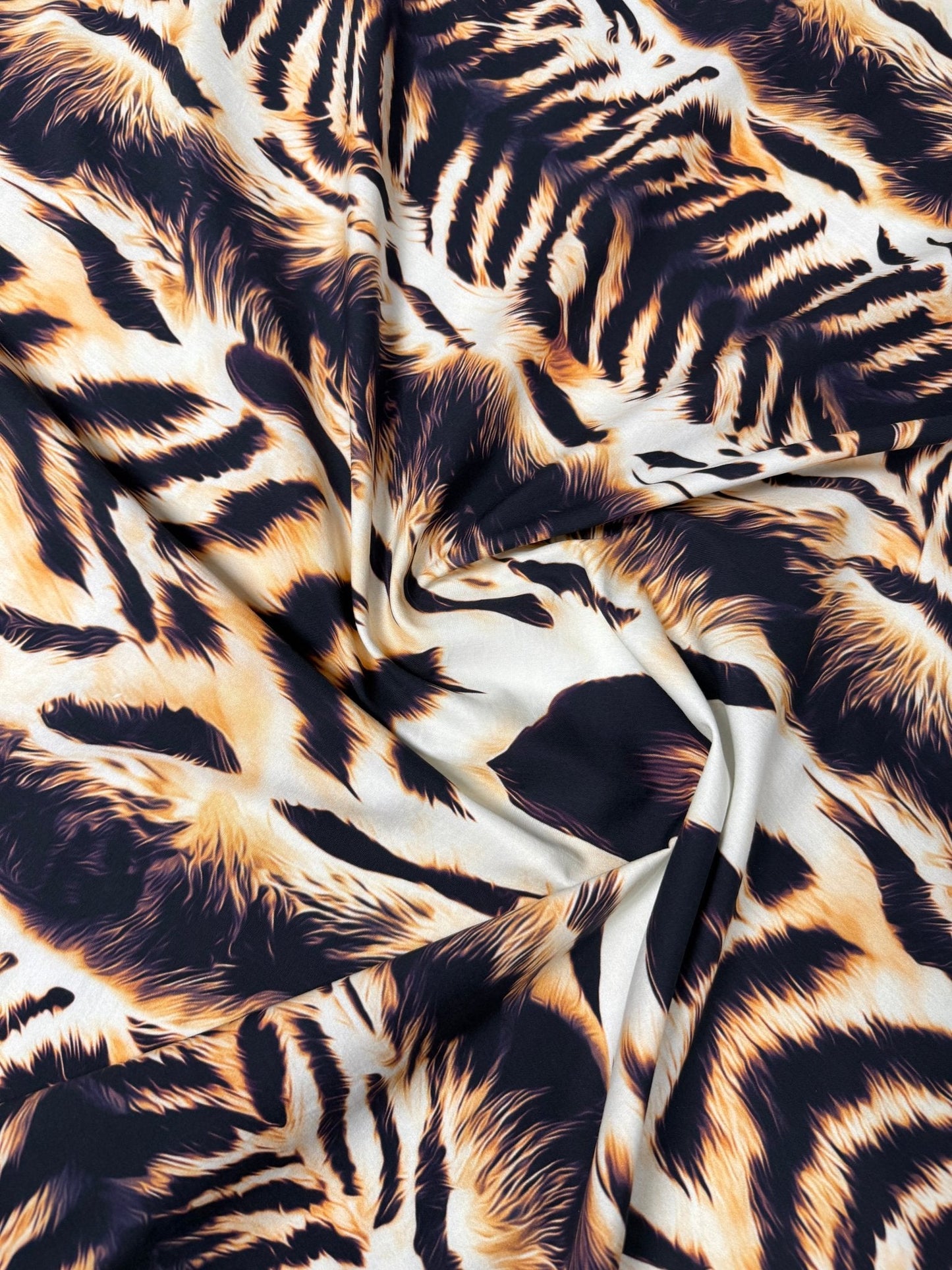 Abstract Tiger Stripe Organic Cotton Poplin Fabric by the Metre