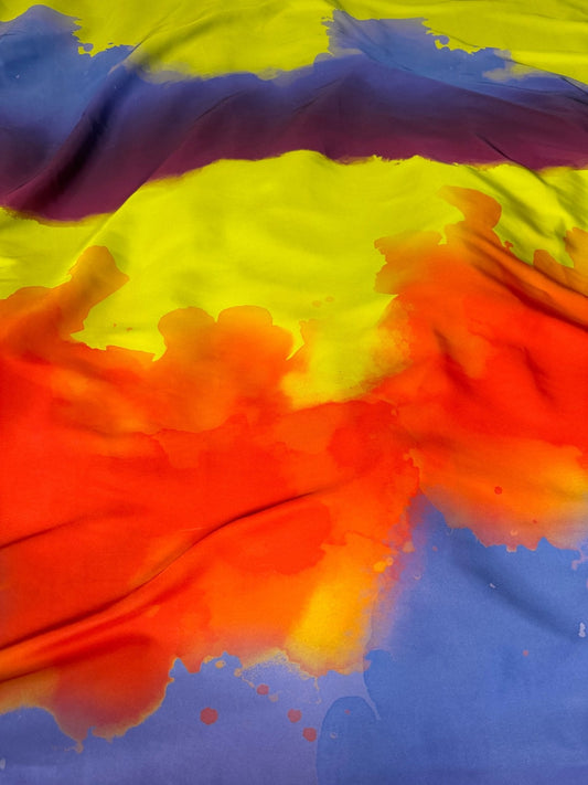 Abstract Watercolor Fabric, Vibrant and Artistic Design Fabric