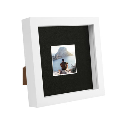 6" x 6" White 3D Box Photo Frame - with 2" x 2" Mount