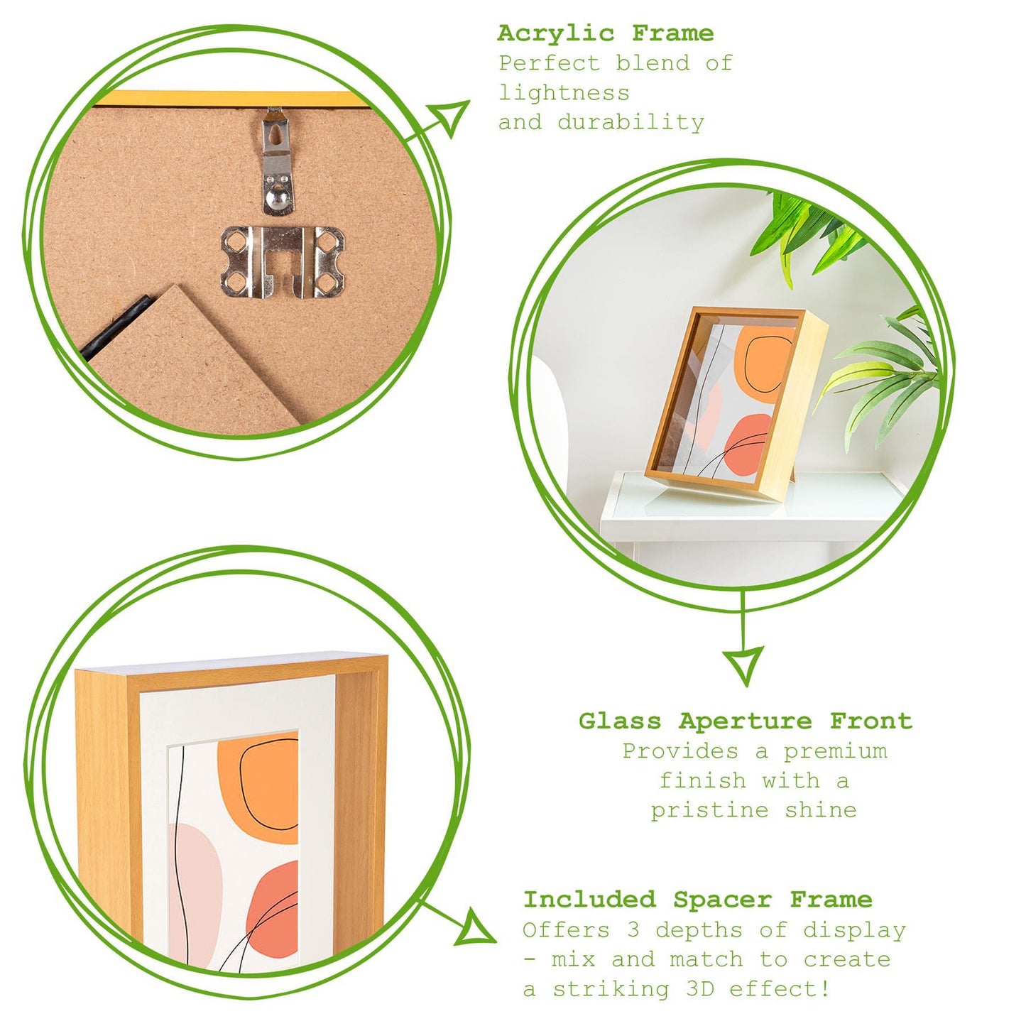 8" x 10" Light Wood 3D Deep Box Photo Frame - with 5" x 7" Mount