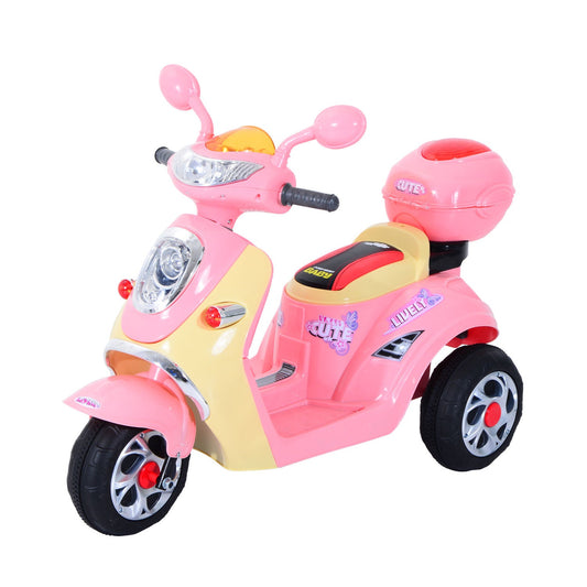 Plastic Music Playing Electric Ride-On Motorbike w/ Lights Pink
