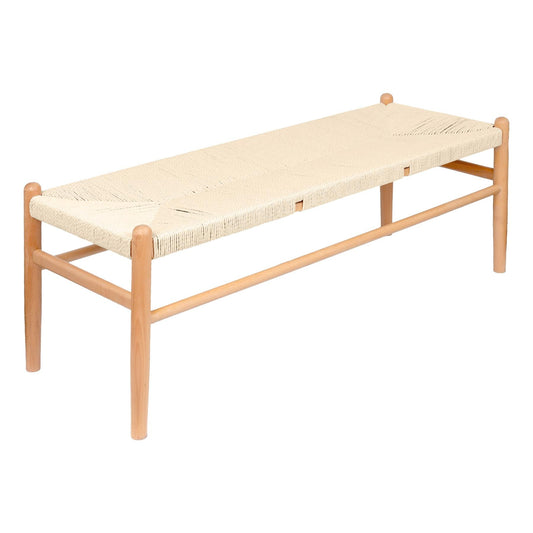 Beige Wooden Wishbone Dining Bench