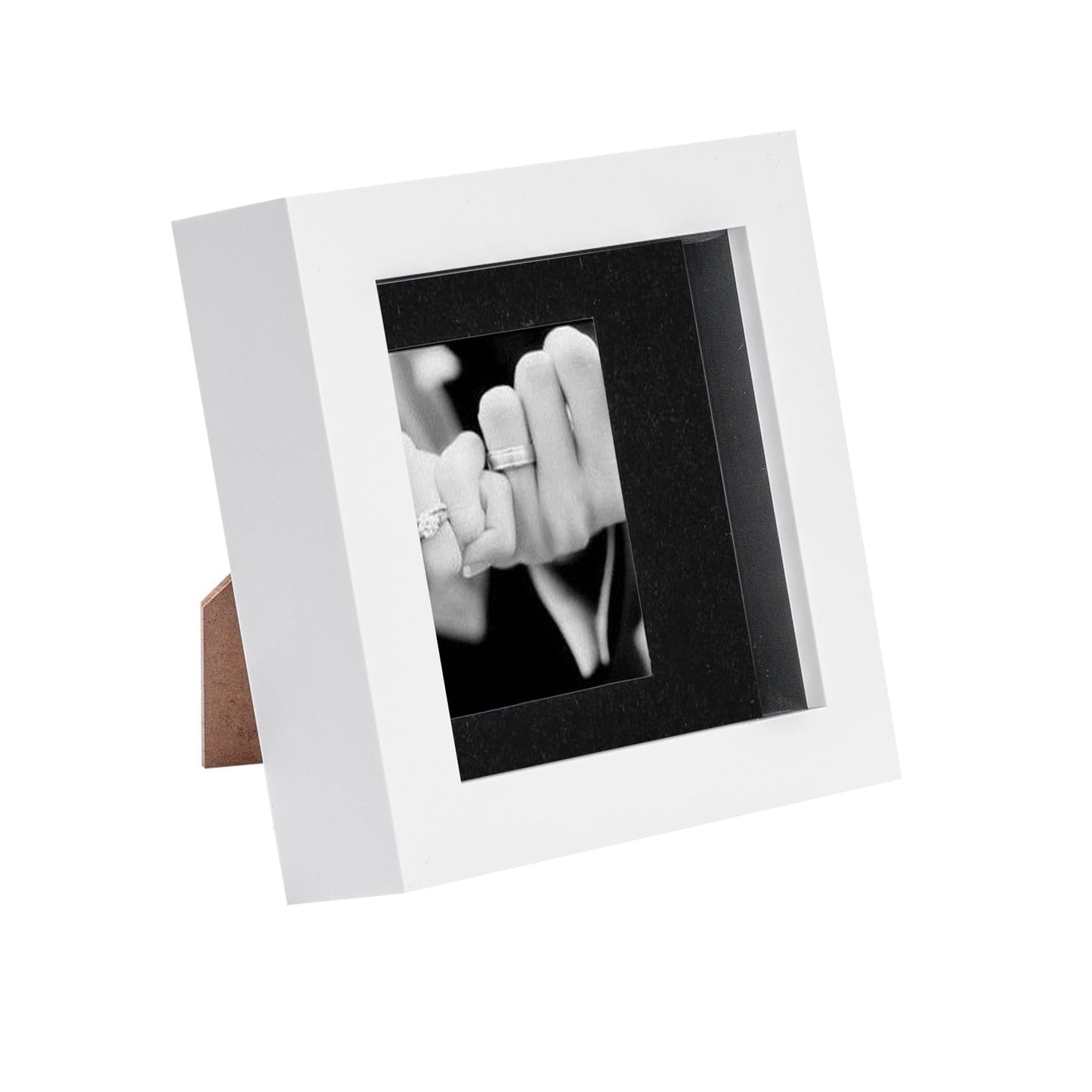 4" x 4" White 3D Box Photo Frame - with 2" x 2" Mount