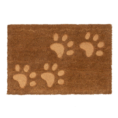 60cm x 40cm Brown Paw Embossed Coir Door Mat