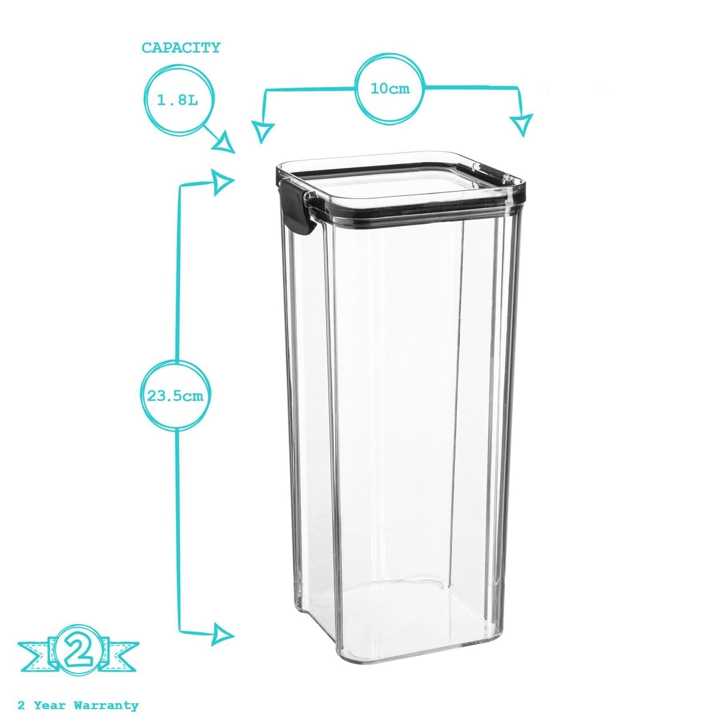 1.8L Airtight Plastic Food Storage Container