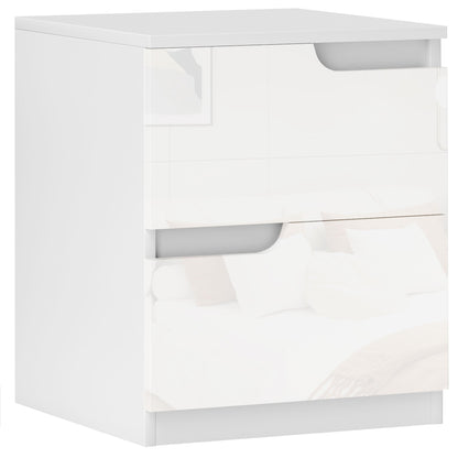 HOMCOM Modern Bedside Table with 2 Drawers for Bedroom, Living Room, White