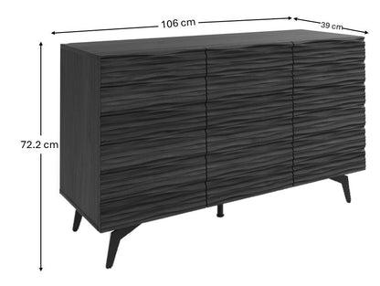 Bantham Large Sideboard Dark Walnut 3 Doors 2 Shelves