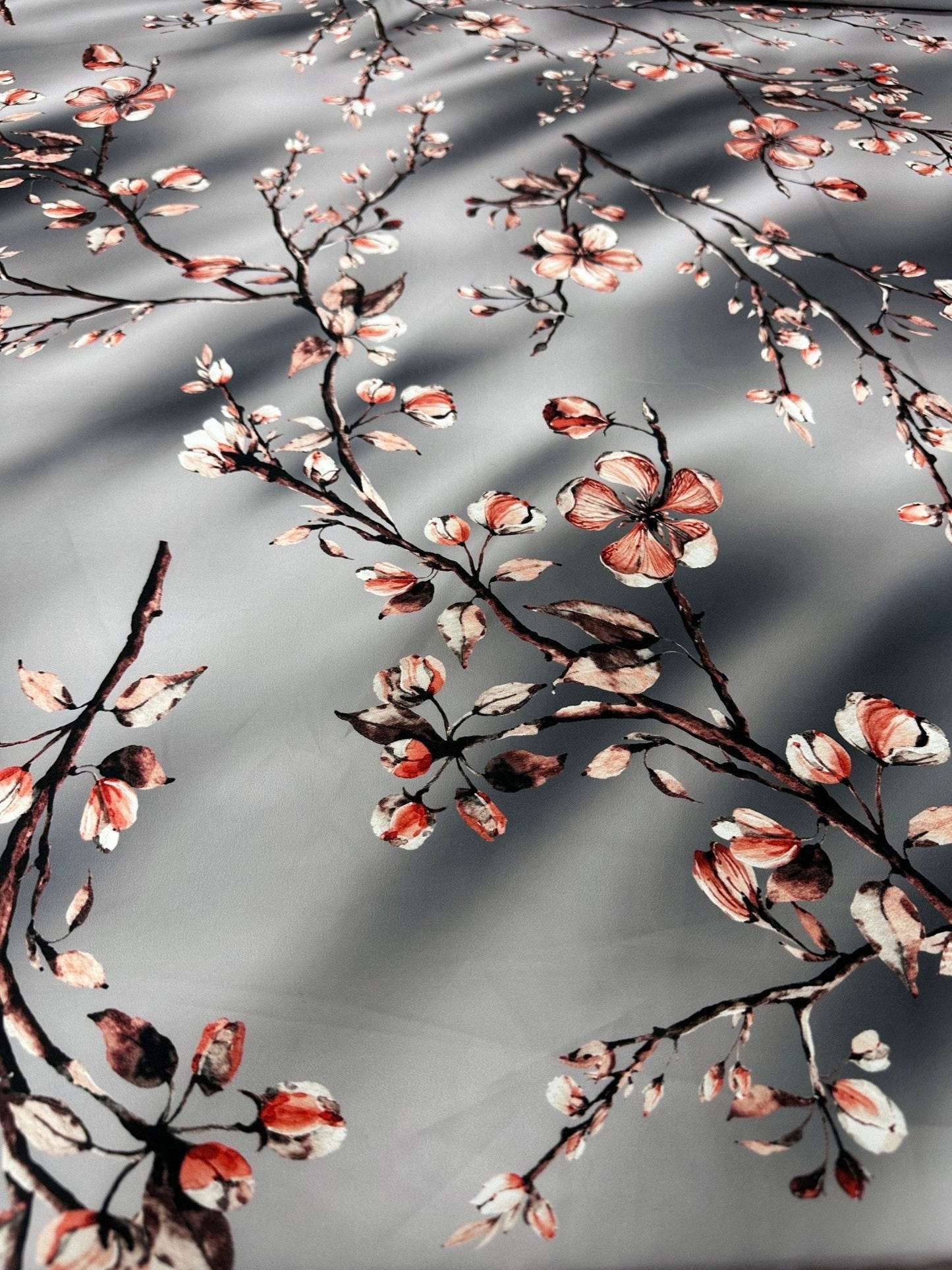 Gray Almond Blossom Luxury Fabric
