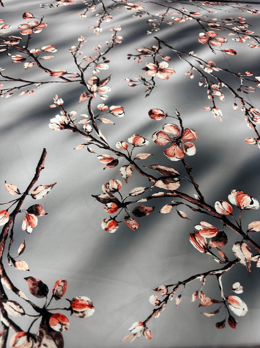 Gray Almond Blossom Luxury Fabric