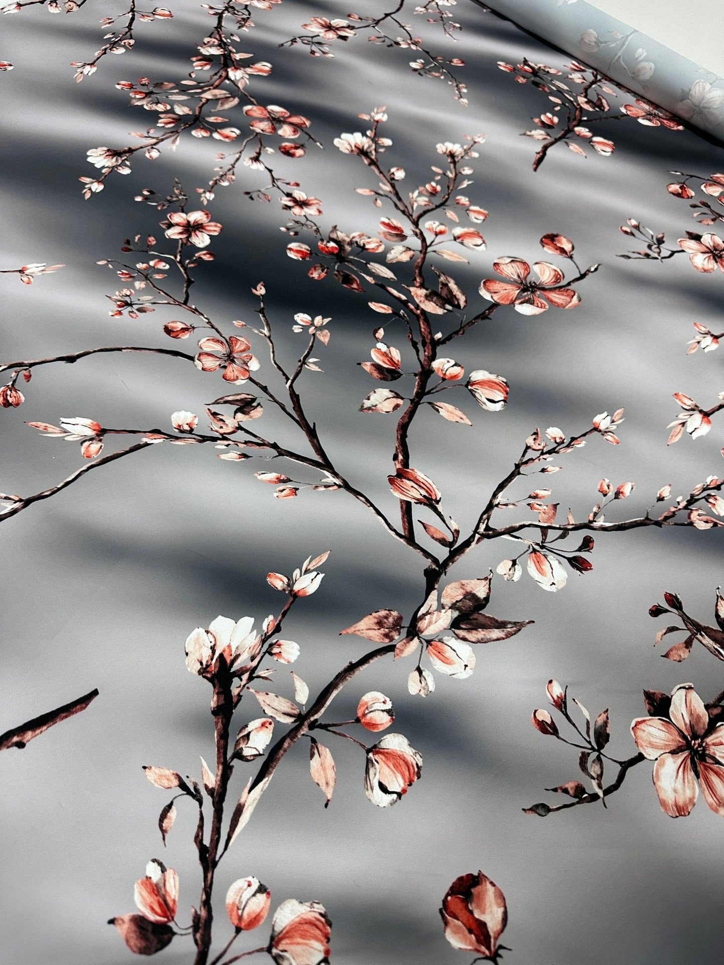 Gray Almond Blossom Luxury Fabric