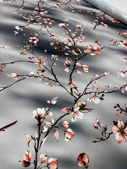 Gray Almond Blossom Luxury Fabric