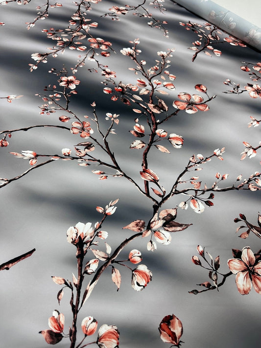 Gray Almond Blossom Luxury Fabric