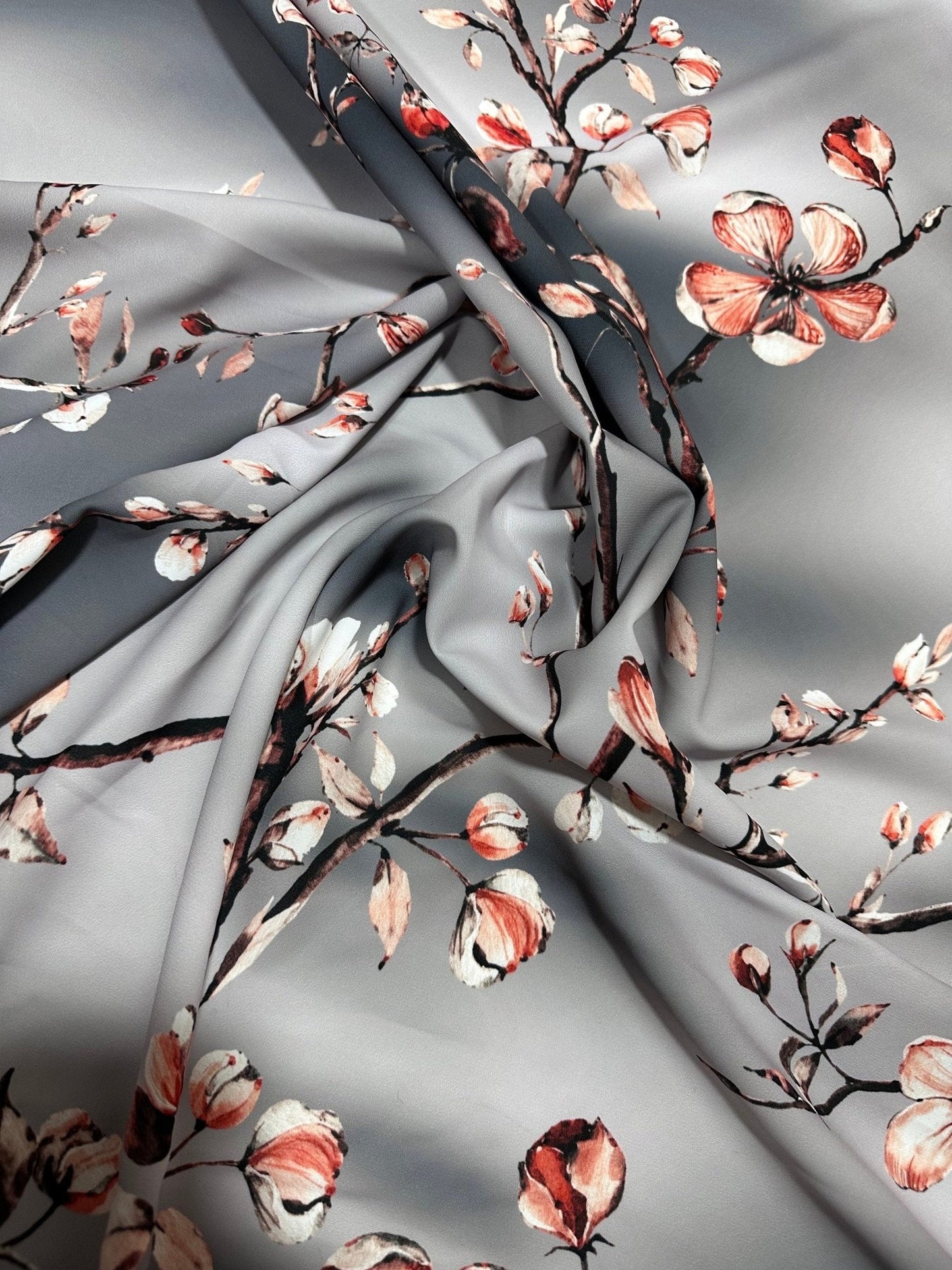 Gray Almond Blossom Luxury Fabric