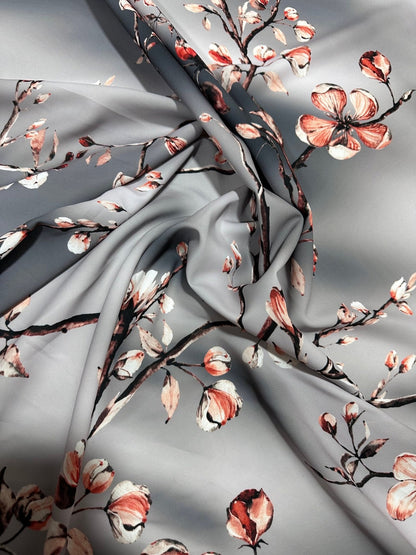 Gray Almond Blossom Luxury Fabric