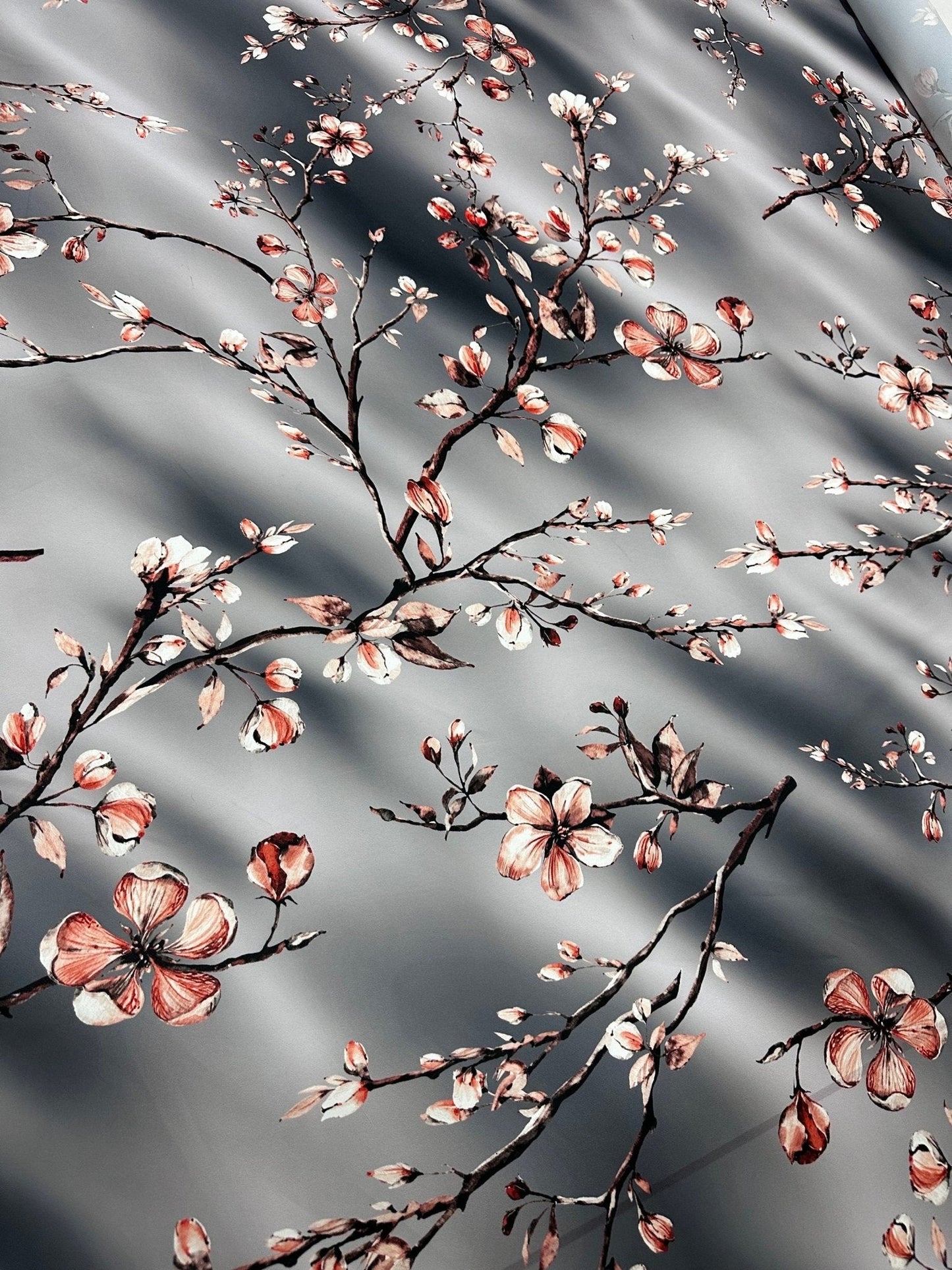 Gray Almond Blossom Luxury Fabric