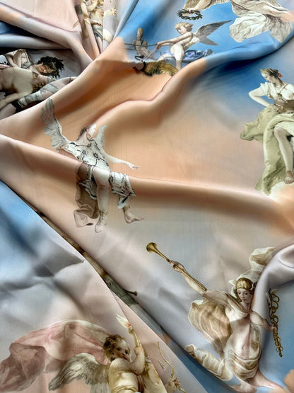 Angel Print Sky Blue Fabric