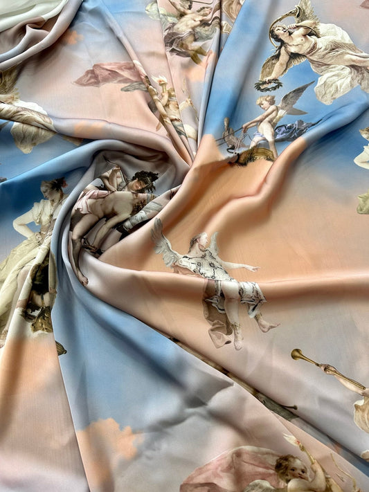 Angel Print Sky Blue Fabric