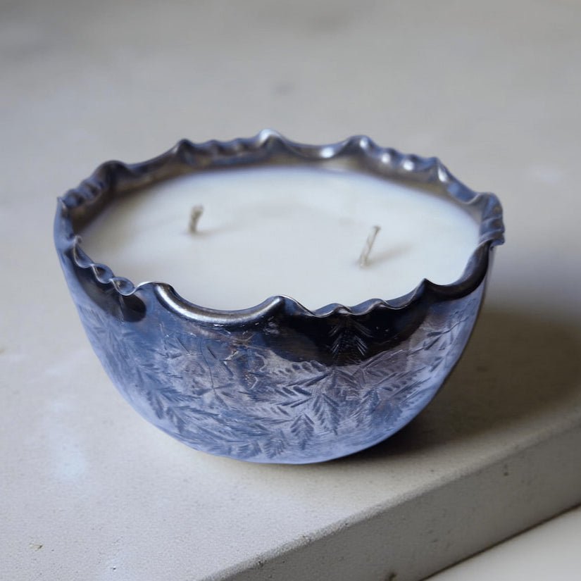 Repurposed Vintage Pot Candle – Amber & Rock Salt