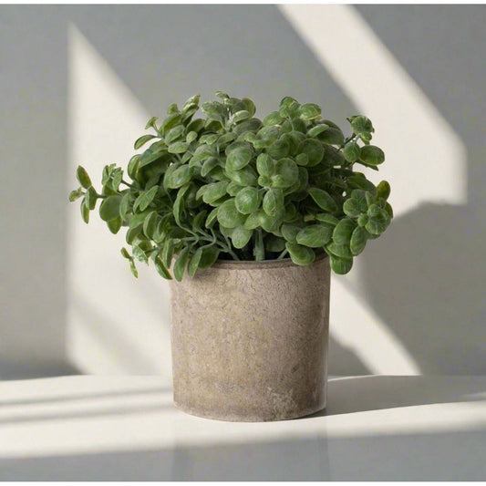 Artificial Basil Plant In Stone Effect Pot