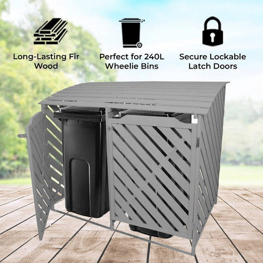 Raven Double 4' 10 x 3' Pent Wheelie Bin Store - Classic Sprayed Vented