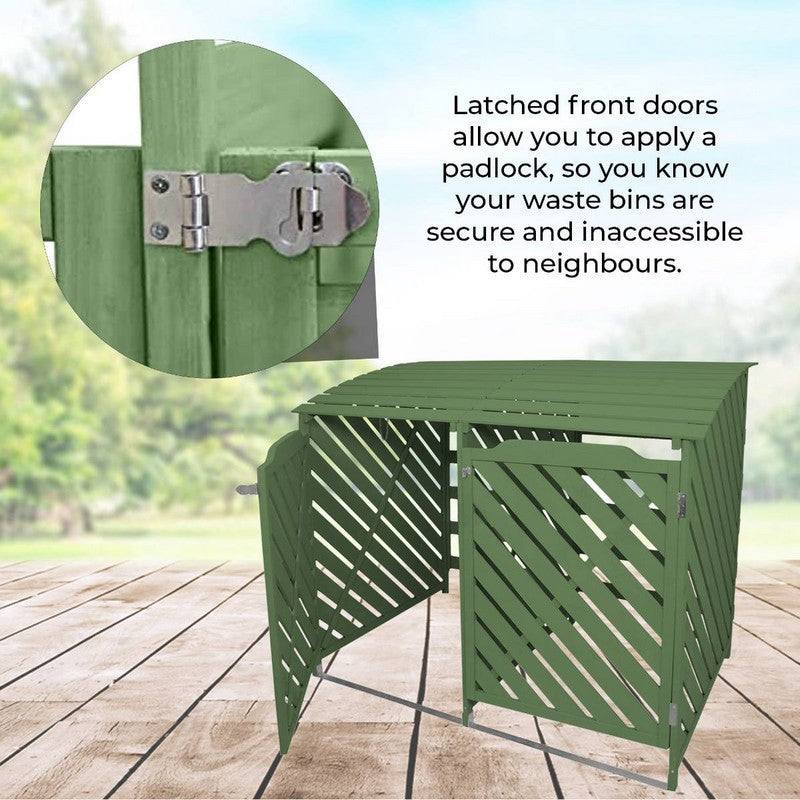 Raven Double 4' 10 x 3' Pent Wheelie Bin Store - Classic Sprayed Vented