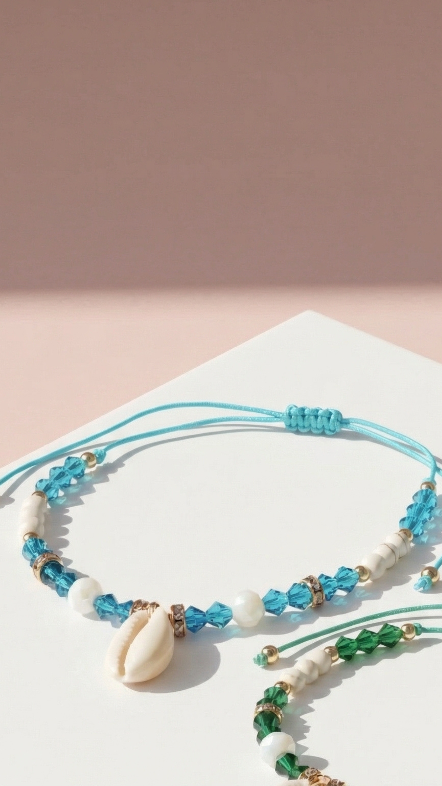 Shell Beaded Pull Tie Anklet