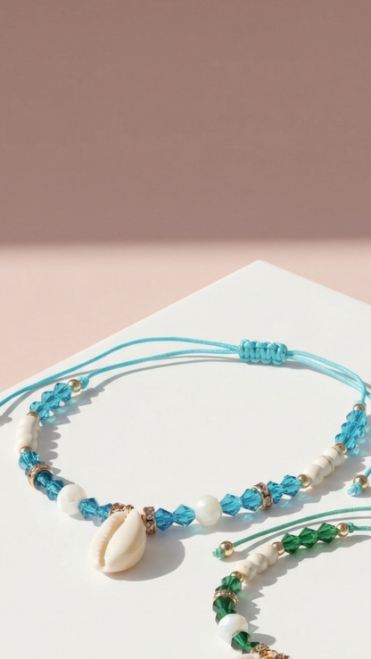 Shell Beaded Pull Tie Anklet