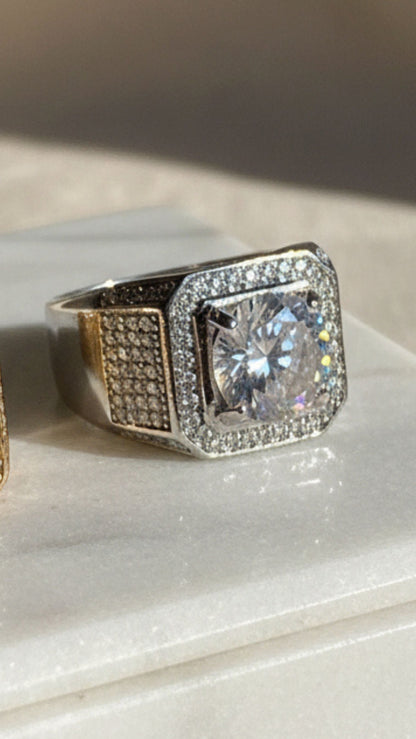 Men's Chunky Solitaire Crystal Box Set of 12 Rings