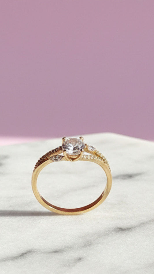 Crystal Band Round Cut Gold Ring Box set of 12