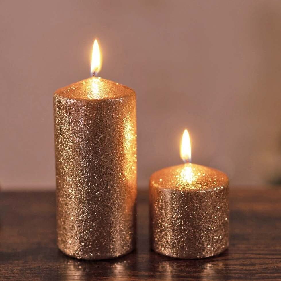 Premium Quality Glitter Pillar Candles Decorations