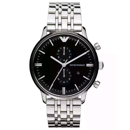 Emporio Armani AR0389 Men's Black Dial Stainless Steel Chronograph Watch