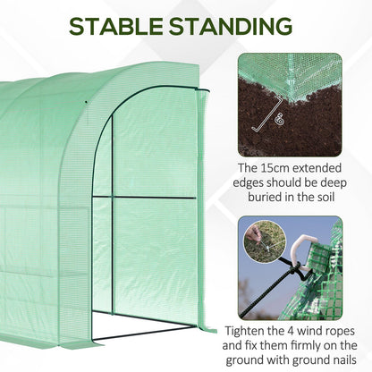 Walk-In Lean to Greenhouse with Windows and Zippered Doors