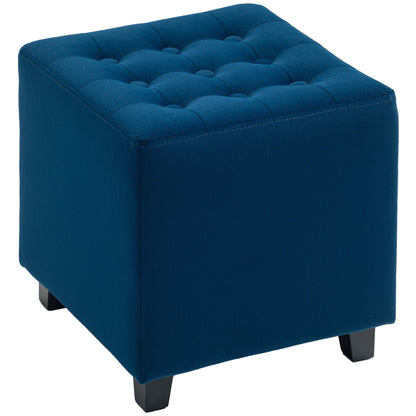 HOMCOM Square Footstool Small Ottoman with Wood Legs for Bedroom