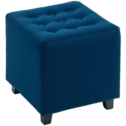 HOMCOM Square Footstool Small Ottoman with Wood Legs for Bedroom