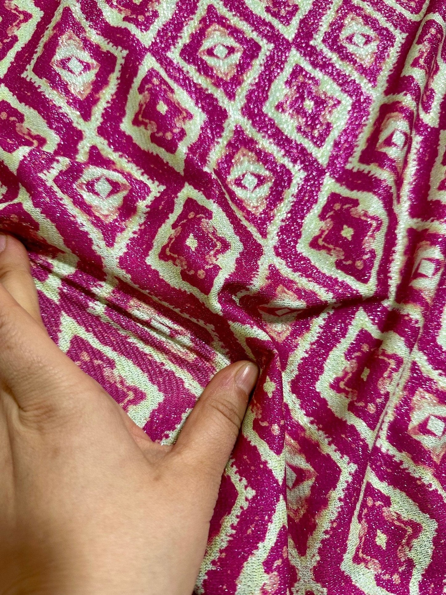 Aztec Lurex Knit Fabric - 4-Way Stretch Patterned Material